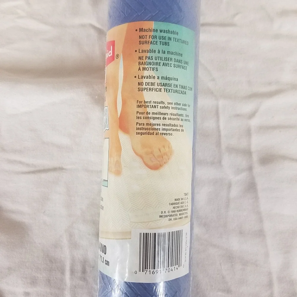 Rubbermaid Safti-Grip Bath Mat Unisex Medium Blue NEW Vintage 1998 Suction Cups